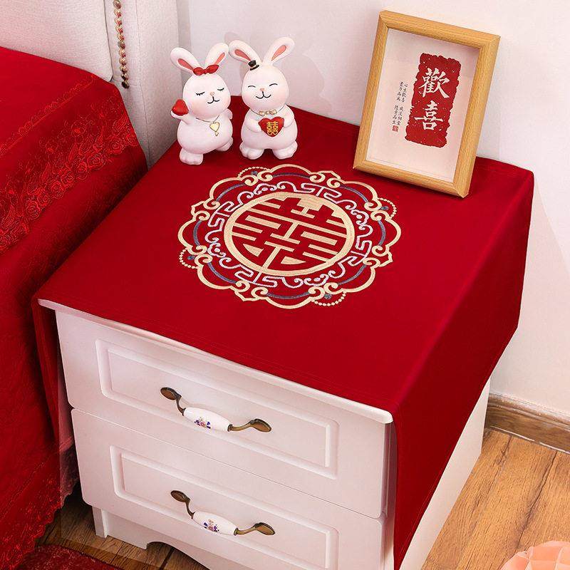 中式结婚床头柜喜盖布喜庆印花绸缎布艺盖巾喜字婚礼卧室婚房装饰,居家布艺,床头柜盖布,淘宝优惠券,粉丝福利购,淘宝优惠卷