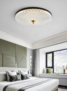 全铜卧室吸顶灯现代简约大气led圆形超薄黑色房间灯阳台书房灯具