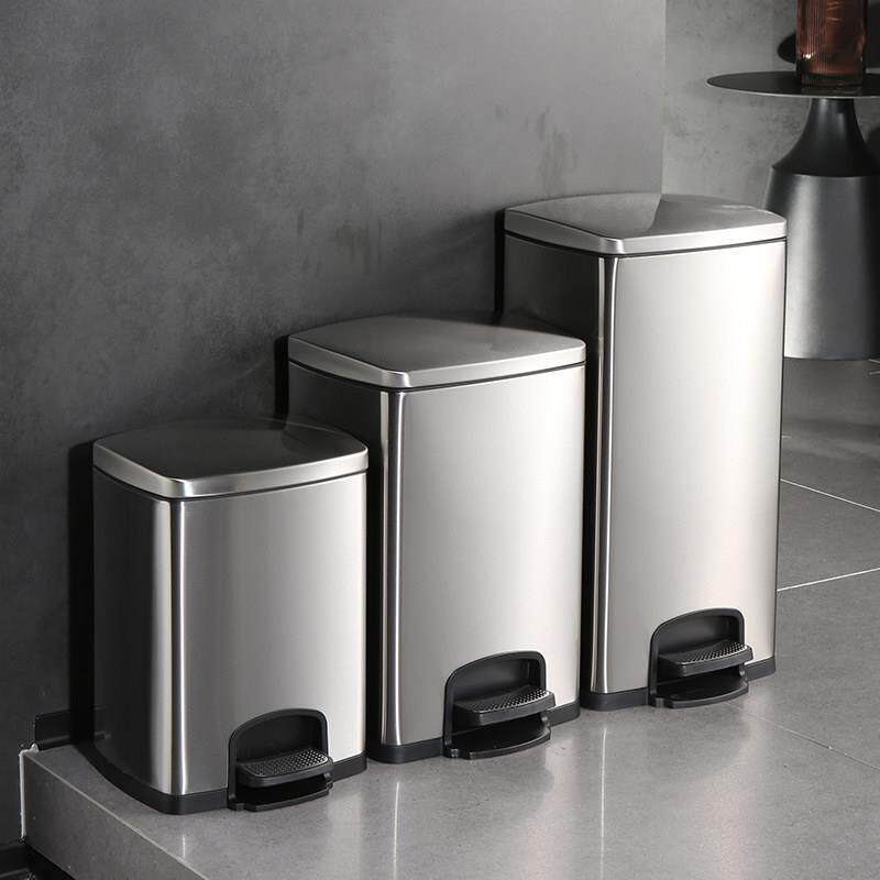 厨房垃圾桶家用不锈钢脚踏式办公室带盖子脚踩大容量大号商用化妆