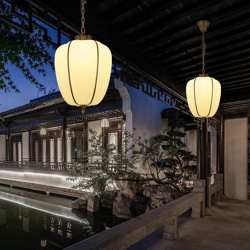 室外led仿古吊灯仿云石中式吊灯别墅庭院小区户外灯简约照明灯饰