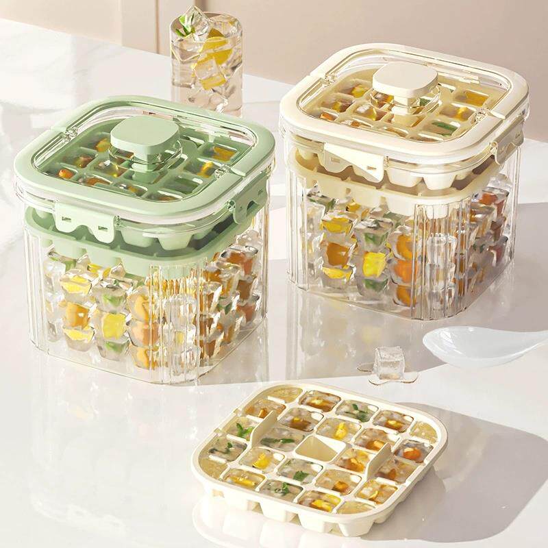 日本家用厨房便携式制冰盒多层冰块模具大容量食品级冰格冷冻多格