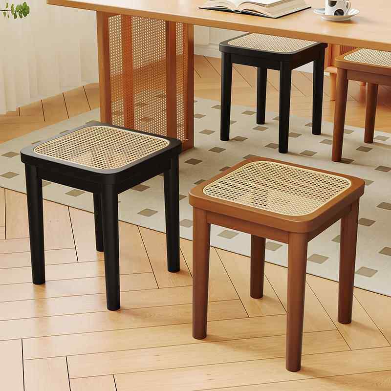 实木藤编凳子家用中古客厅方凳餐桌板凳可叠放透气备用矮凳小椅子,住宅家具,矮凳,淘宝优惠券,粉丝福利购,淘宝优惠卷