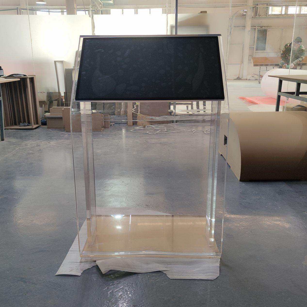 亚克力透明展示台博物馆展台宣传立牌有机玻璃热弯显示器展架