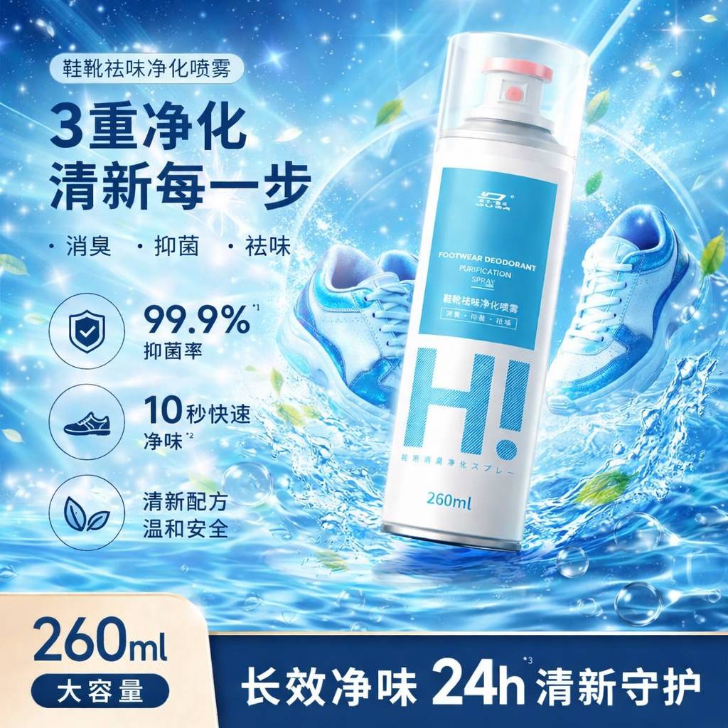 鞋袜臭喷雾喷鞋子杀菌除脚气除臭剂去异味除神器除去脚臭防臭鞋臭