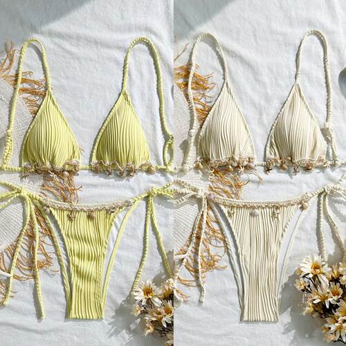 Lace up Shell Women's Bikini Beach Split Swimsuit
