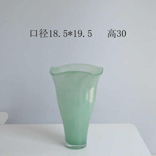 样板间高级富贵敞口白菜装饰风家居花瓶感水培奶油竹玻璃客厅中古