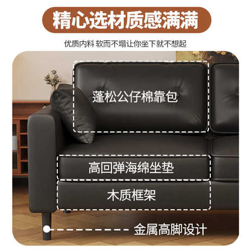 客厅2025新款现代简约奶油风豆腐块双人直排出租房小户型布艺沙发