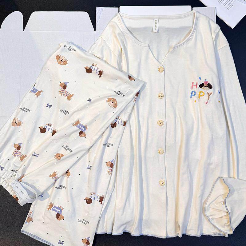 腊肠狗炼胸垫莫代尔月子服孕妇睡衣哺乳春夏薄款产后产妇哺乳家居