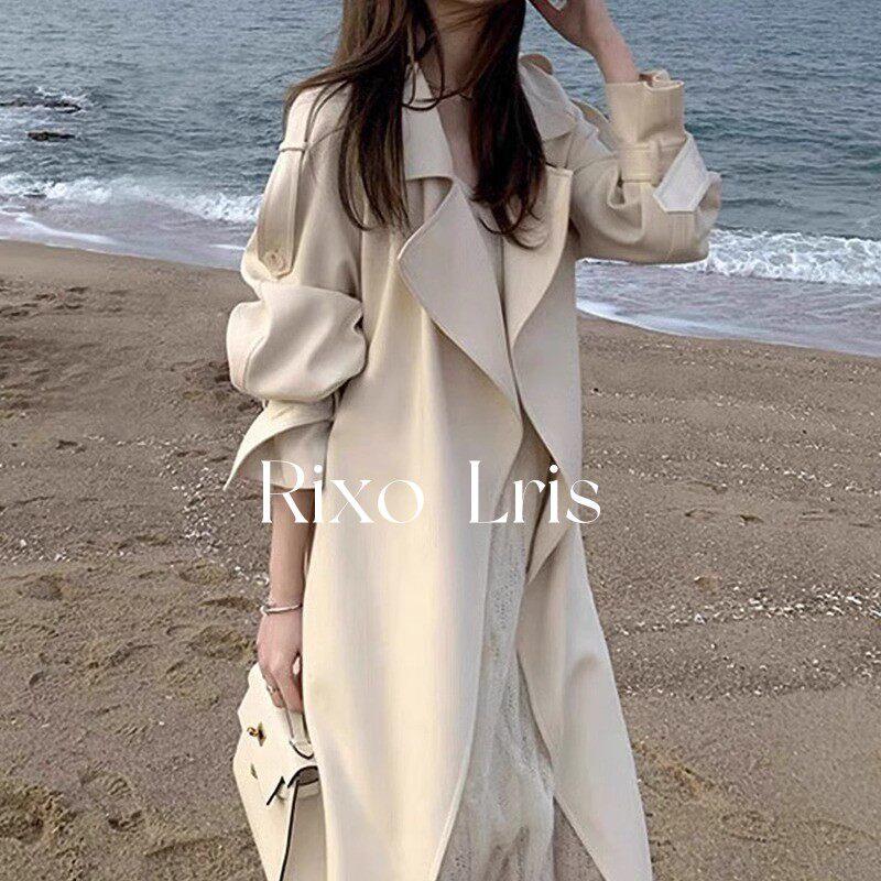 RIXO LRIS米白色风衣外套秋女春秋新款小个子中长版今年流行大衣