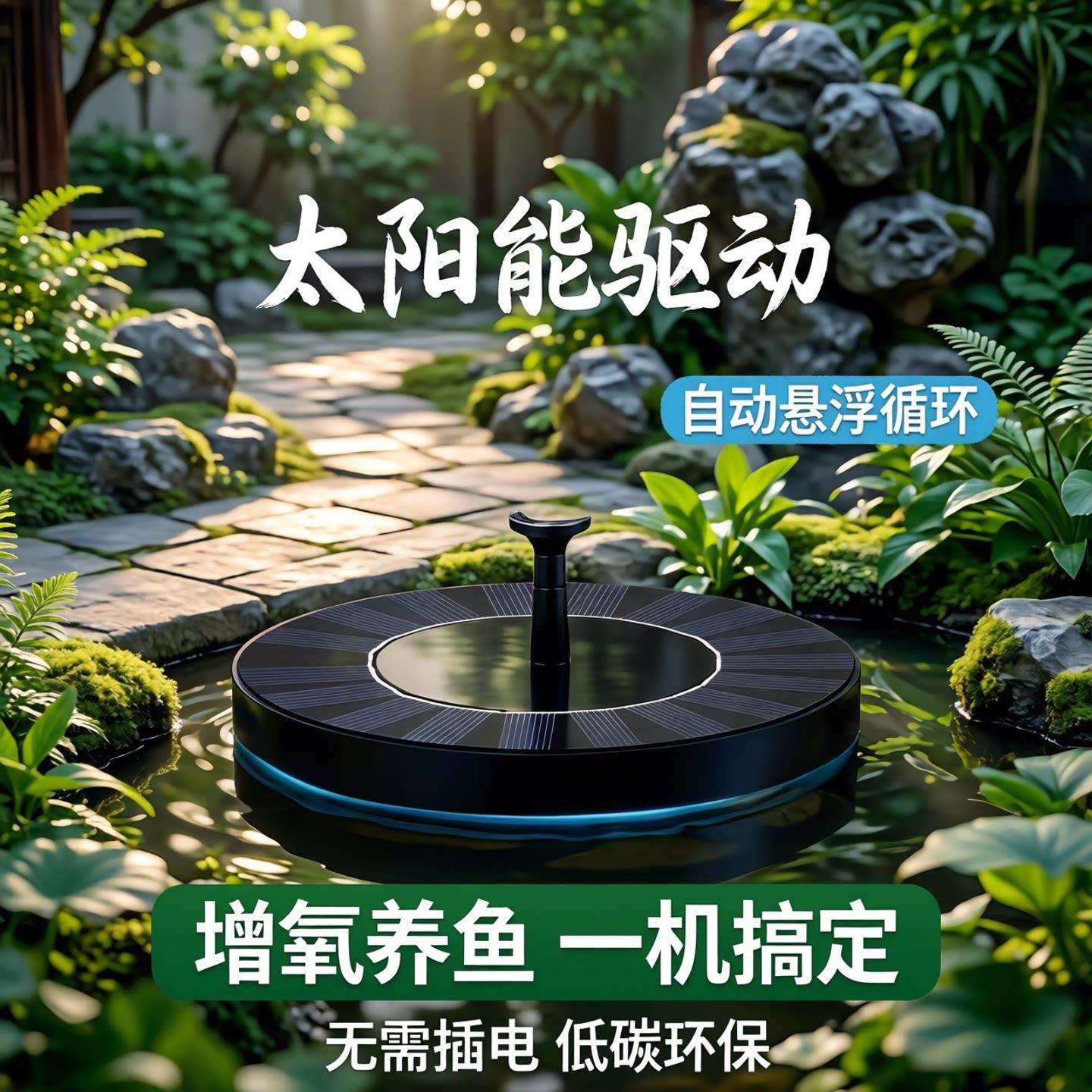 太阳能喷泉自动悬浮循环增氧机庭院假山景观喷水器鱼池水缸小水泵