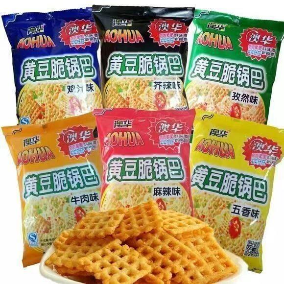 澳华黄豆脆锅巴90g/袋怀旧小零食膨化食品办公室网红小吃麻辣味