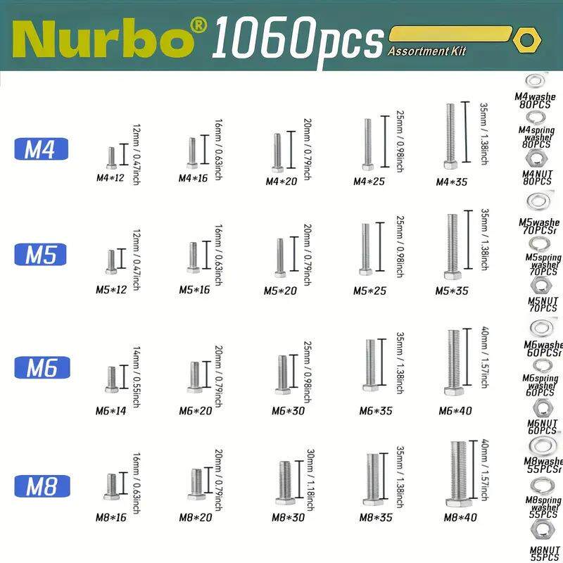境螺栓盒装OOF1合06pcs304不锈钢外六角螺跨丝螺母组平弹垫螺丝0