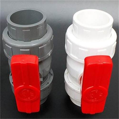 PVC双活接球阀 双由令球阀灰白水箱鱼缸50水管接头给水管接头配件