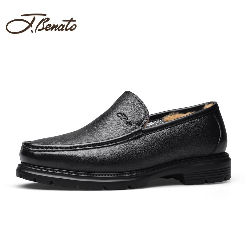 正品宾度男鞋冬季舒男士商套务正皮鞋男装鹿皮加绒保暖棉鞋适脚爸