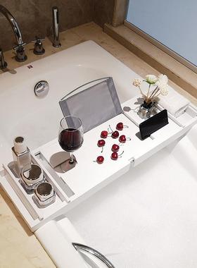 浴架伸缩缸浴缸托盘架支功能EXF多卫生间架子竹木泡澡支架浴室平