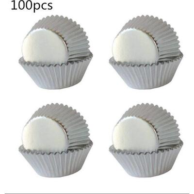 100ps Gold Sliver Foil cupcake liners金 银色铝箔锡纸蛋糕纸杯