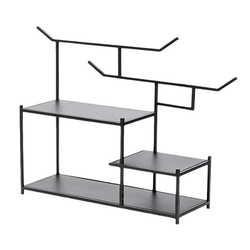 桌面博古架小型铁艺摆件茶具茶叶架多宝阁紫砂茶壶展示架子置物架