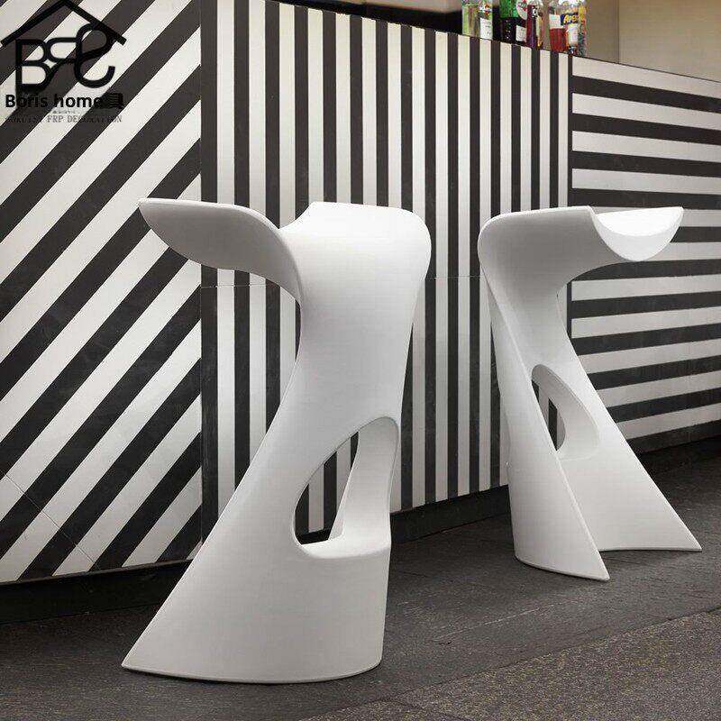 创意吧台椅时尚简约酒吧凳前台异形椅子中岛台坐凳露台户外高脚凳