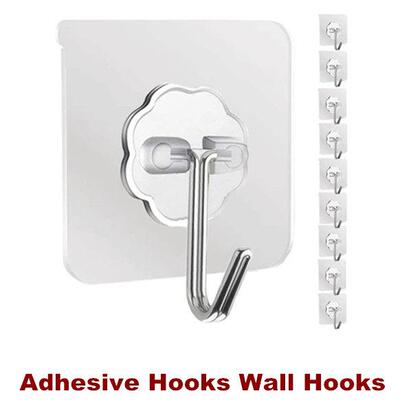 Adhesive Hooks Wall Hooks Transparent Reusable Shower Hooks