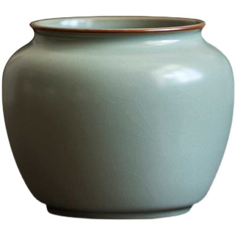 天青汝窑建水开片可养茶洗茶渣缸汝瓷手工储水缸干泡茶具茶道配件