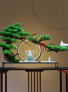 创意仿真盆景景迎客松摆禅件意MB00288客厅中店式玄关酒微观造景