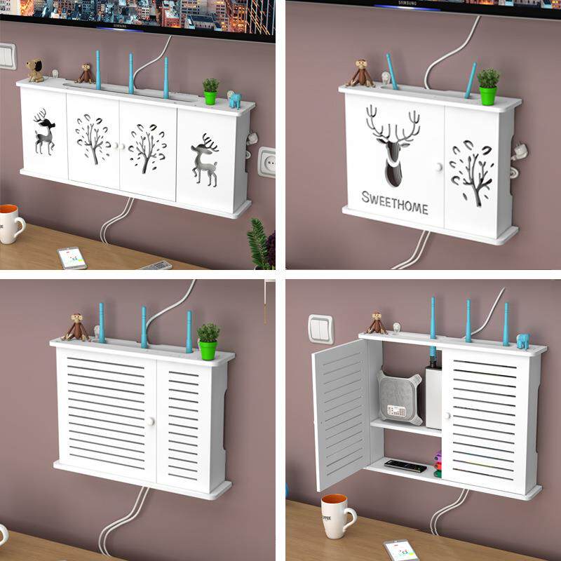 创意免打孔墙上置物架电视机顶盒架壁挂卧室客厅路由器收纳盒