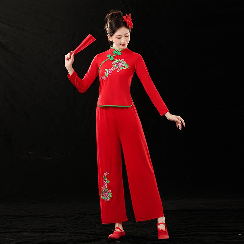 特价新款杨丽萍广场舞服装套装秧歌服表演出服中老年扇子舞民族舞