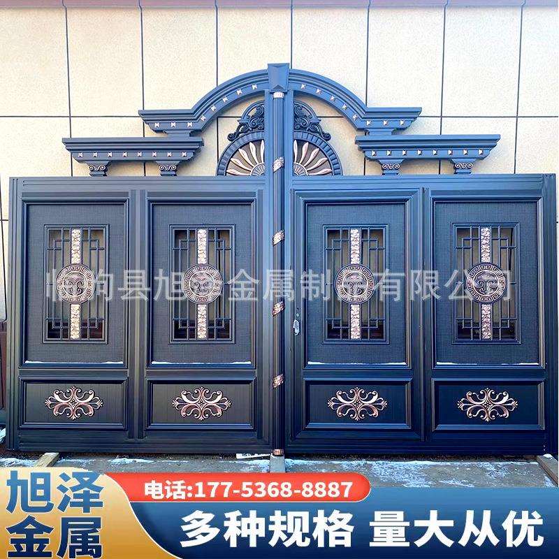 金属户外大门 新农乡村对开单双开大门 小区围墙推拉公司平移开门