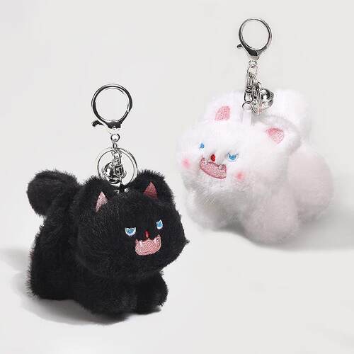 搞怪黑色猫猫炸毛小猫毛绒公仔玩偶书包挂件包钥匙扣情侣礼物女