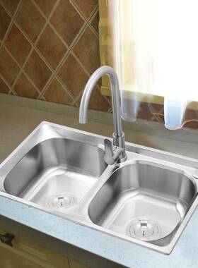 新款直销热销 304不锈钢水槽 7540斜边 水槽双槽 厨房洗菜盆水