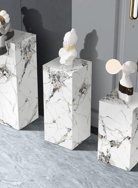 大理石底座摆台玄关岩板石材台立柱墩子落地客厅雕塑摆件家居饰品
