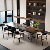 意式 极简实木黑色高端茶桌椅组合现代简约轻奢高级感泡茶台茶桌