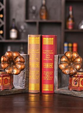 美式复古怀旧风格暗红色留声机书档家居软装橱窗装饰工艺品摆件