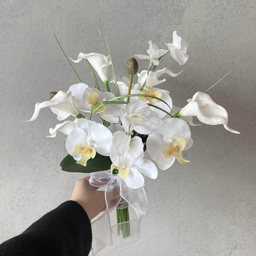 蝴蝶兰手捧花彷真花领证婚礼新娘花束影楼拍摄道具家居花艺软装