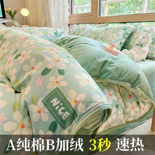 2023牛奶绒法兰绒冬天棉加绒被套 南通ab面珊瑚绒四件套单面绒冬季