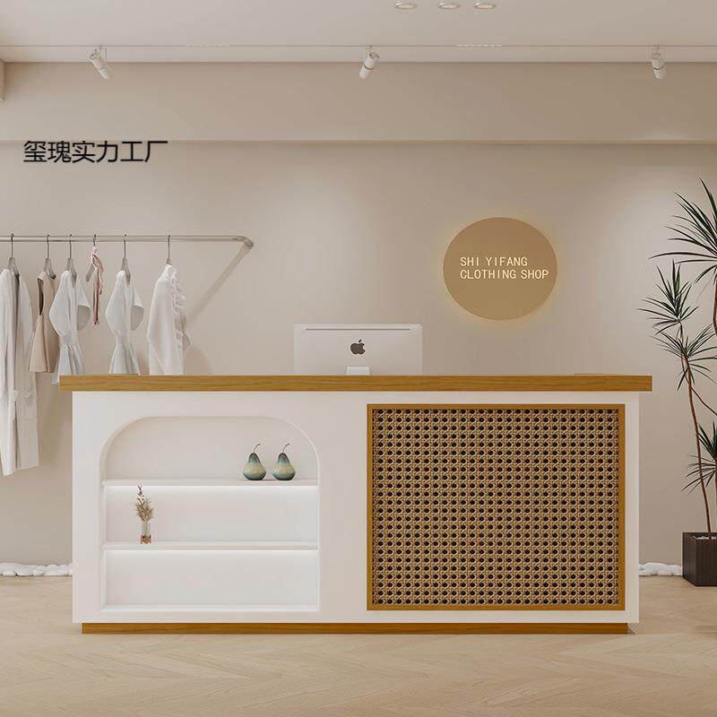 风吧台收银台服装店柜台民宿日韩餐饮店吧台桌藤编前台接待台