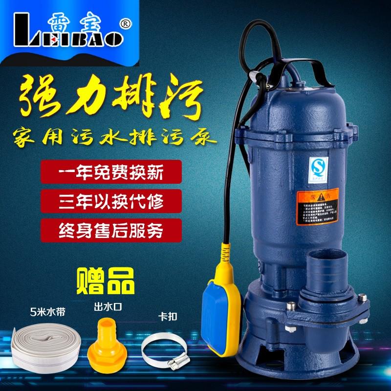 雷宝单相污水泵220V泥浆泵家用化粪池无堵塞排污泵潜水泵380V2寸