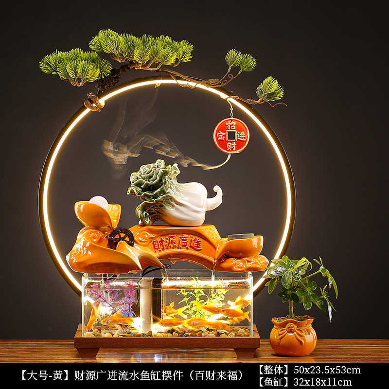 店铺礼品玻璃办公室鱼缸收银台招财摆件猫流水公司前台桌面开业