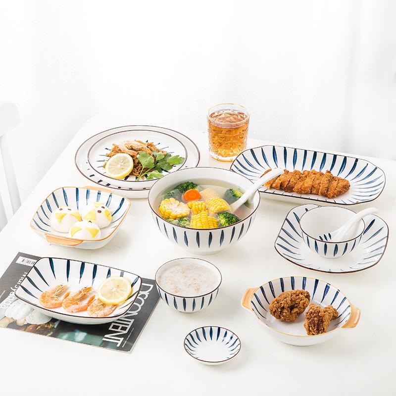 家用碗碟套装米饭碗日式大面碗汤碗菜盘组合学生宿舍碗盘餐具套装