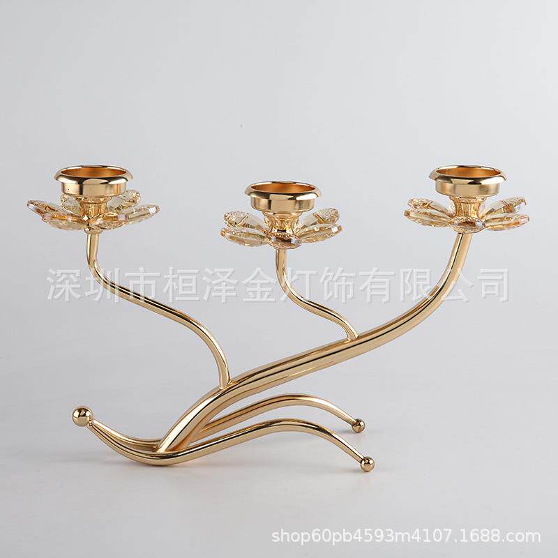 热卖欧式婚庆电镀金色烛台 铁艺蜡烛杯浪漫烛光晚餐烛台摆件