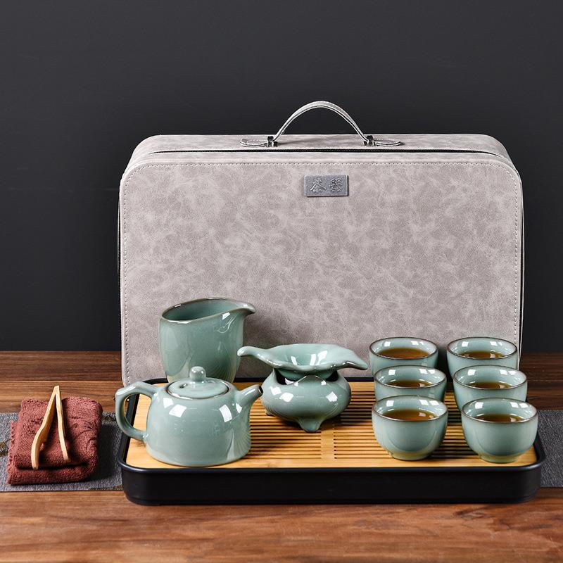 官窑便携式户外旅行茶具小套装家用简约茶盘功夫茶具商务礼品logo