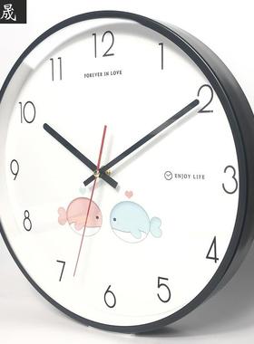 静音艺石英钟现代12艺术秒蓝色批发钟表铁属挂钟时钟寸金简约扫