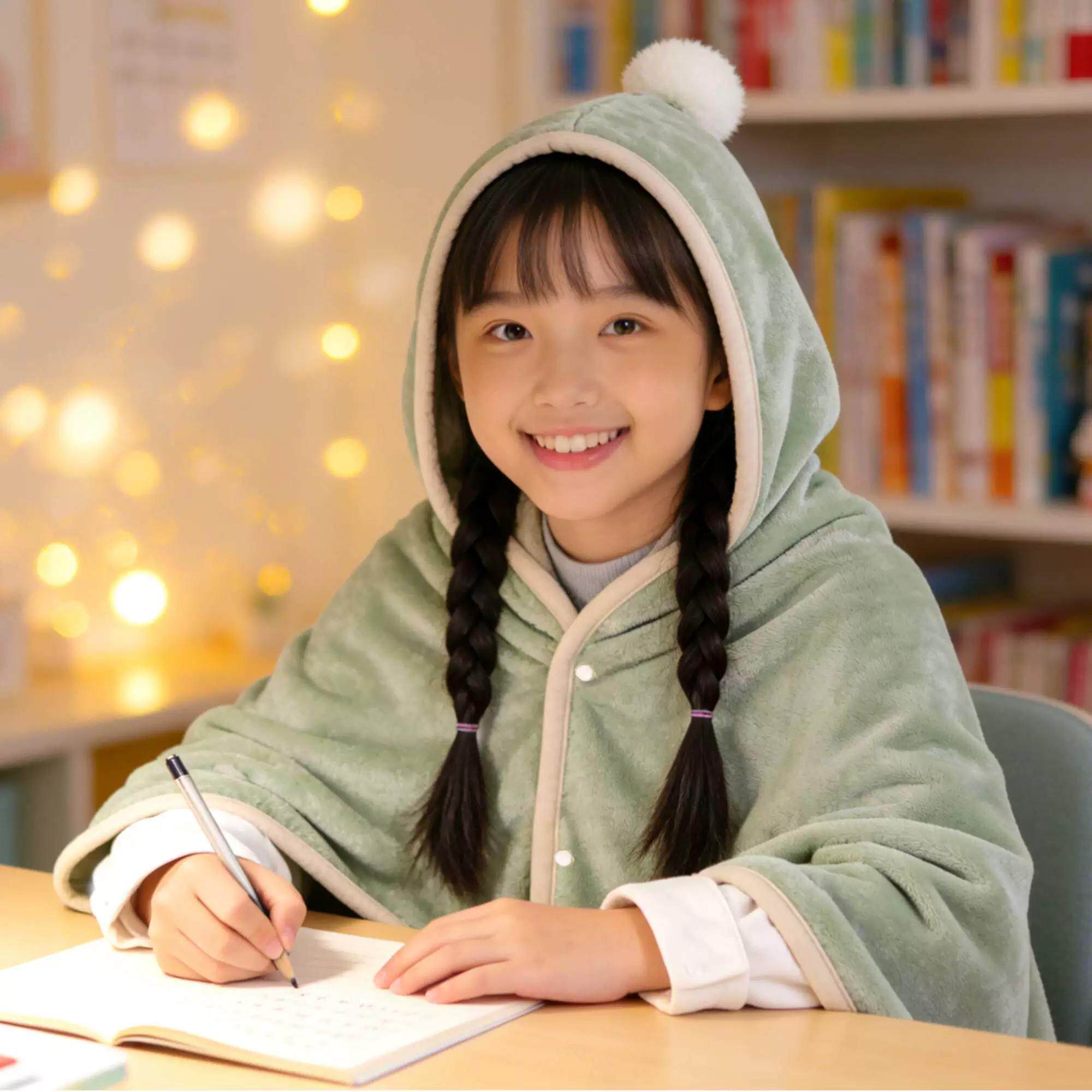 儿童午睡毯子小学生学校教室披肩披风毯午休秋冬加厚空调斗篷盖被