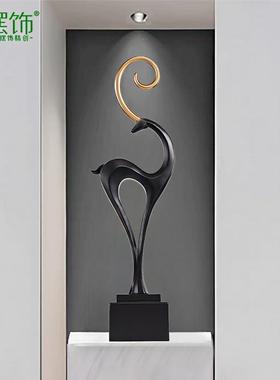 艺术鹿摆件玄关高级感意式客厅酒柜电视柜壁龛装饰品简约现代设计