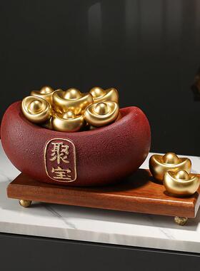陶聚宝瓷摆件盆聚财新中式居客厅办公室1456装饰品开业礼物家招财