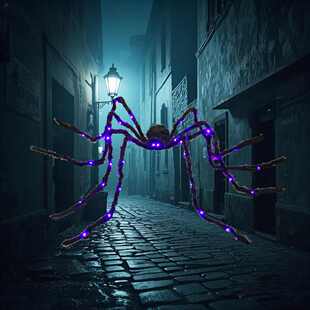 挂件2万圣节氛围黑色蜘蛛蜘蛛亮装饰米造型灯发光长闪烁42led发光