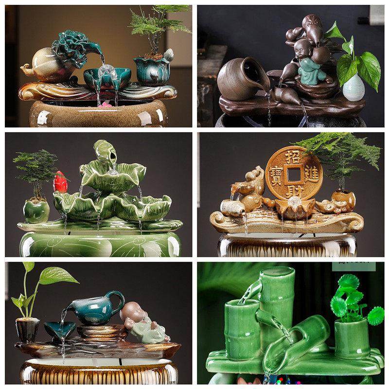 景德镇陶瓷鱼缸配件流水喷泉家用小金鱼缸自动循环增氧过滤造景,家居饰品,流水摆件,淘宝优惠券,粉丝福利购,淘宝优惠卷