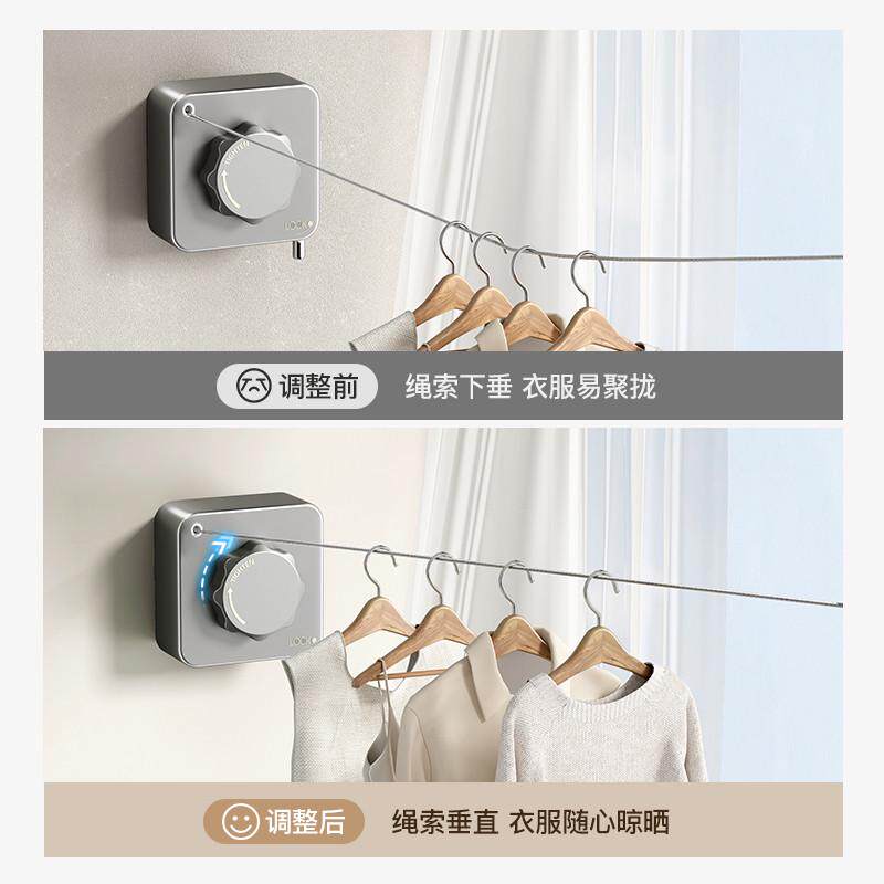 不锈钢隐形晾衣绳室内免打孔阳台晾衣伸缩钢丝绳卫生间晾衣架
