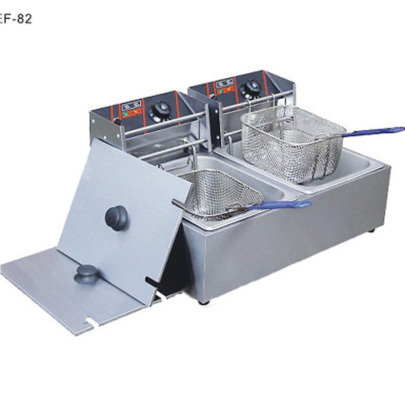 新粤海多功能摆摊用炸鸡小吃油炸锅商用台式双缸双筛大容量电炸炉
