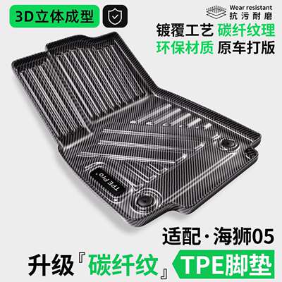 适用比亚迪海狮05汽车脚垫ev内饰装饰dmi改装配件用品碳纤纹TPE